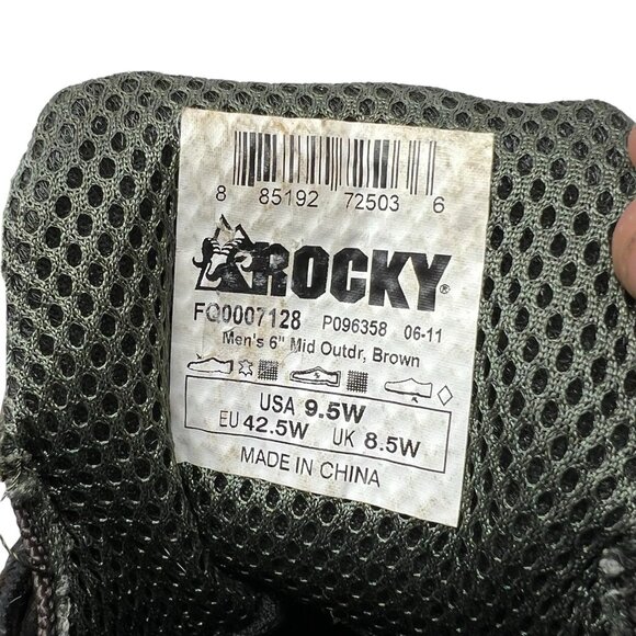 Rocky Men's 9.5 W 6" Mid Outdoor Brown Leather Work Hunting Hiking Rugged Boots - Picture 10 of 10